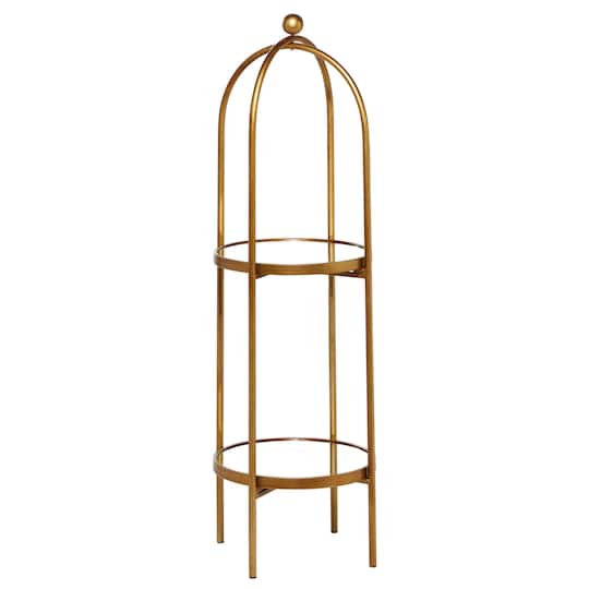 Gold Metal Glam Standing Mirror Shelves, 46" x 16" x 18"